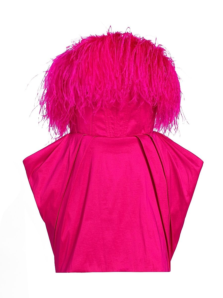 Women's Paula Feather-Trimmed Minidress - Hot Pink - Size 10