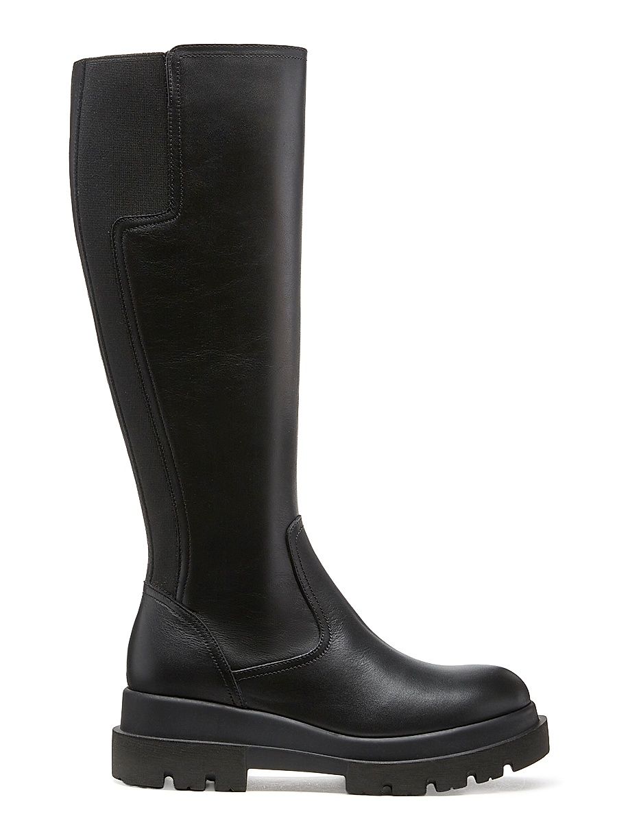 Women's Boden 50MM Leather Knee-High Boots - Black Leather - Size 10