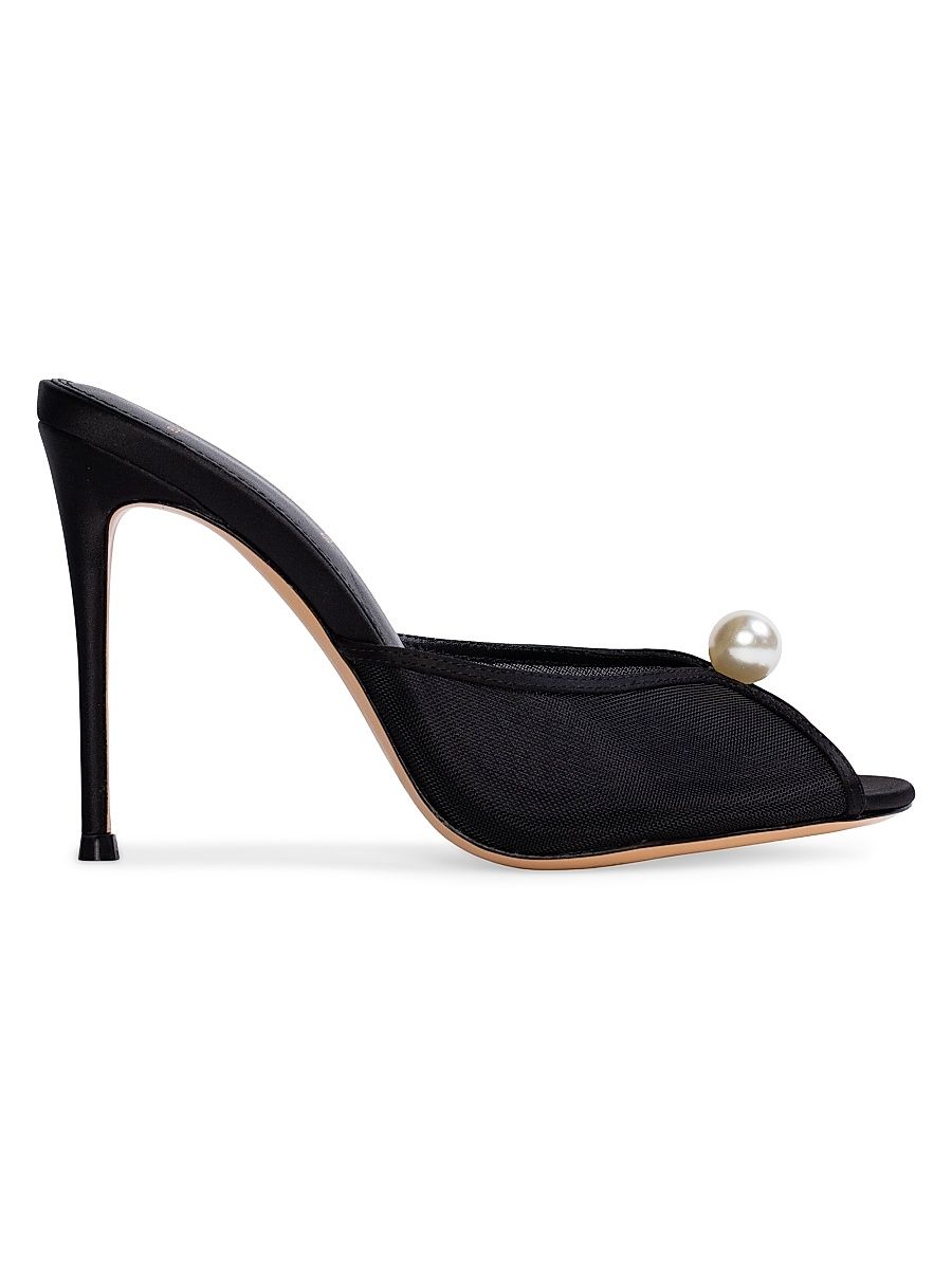 Women's Sadie 100MM Satin Sandals - Black Satin - Size 12