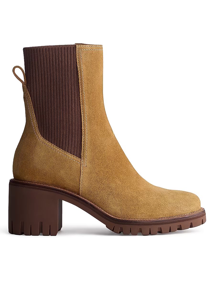 rag & bone Women's Corey 60MM Suede Mid-Heel Chelsea Boots - Caramel Suede - Size 9.5