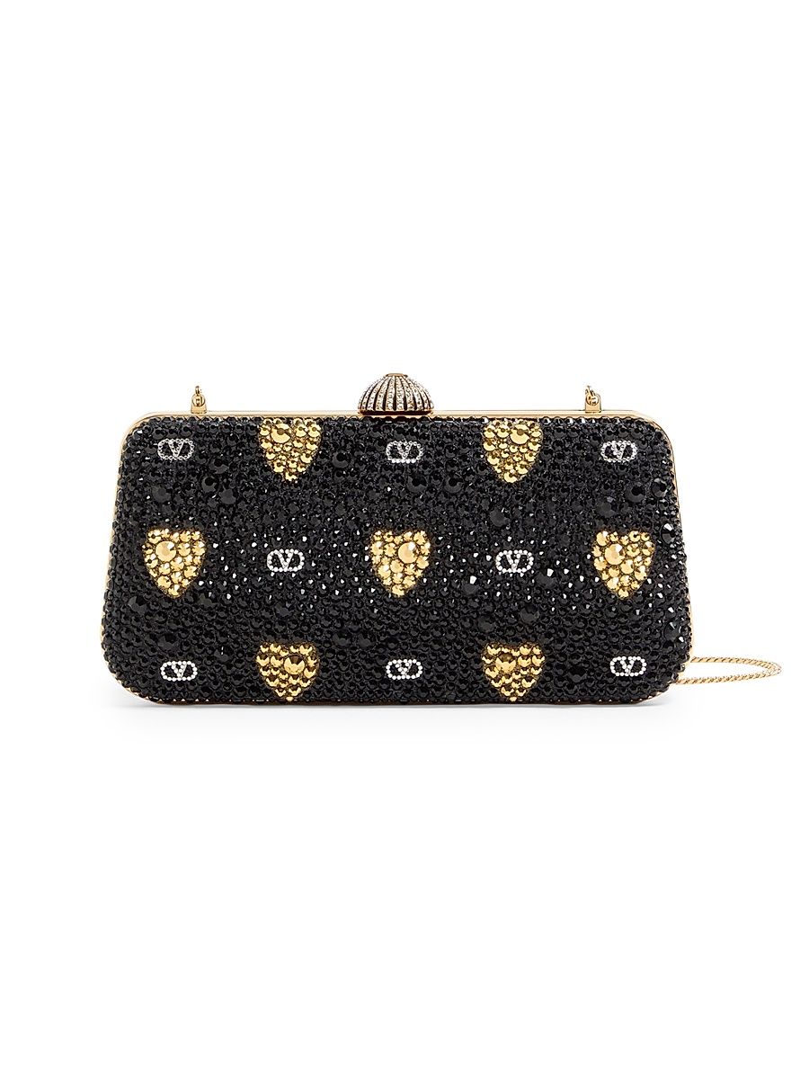Women's Carry Secrets Minaudiere Clutch with Rhinestone - Black Gold Crystal