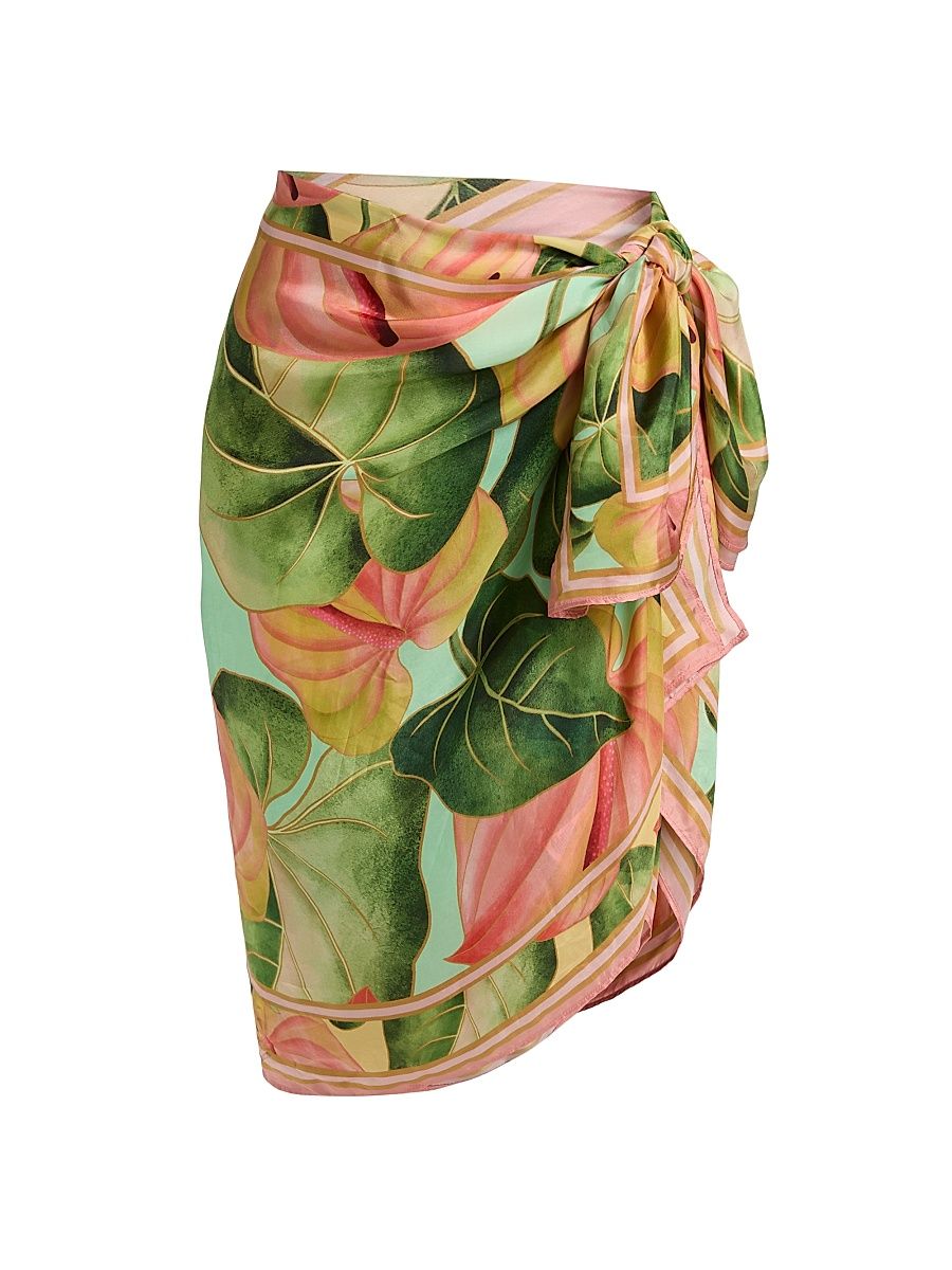 Women's Anturium Leaves Sarong - Light Green