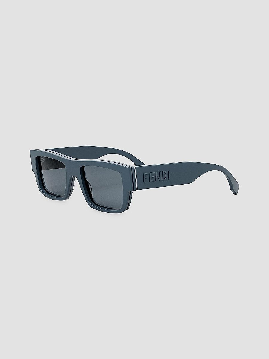 Men Signature 53MM Rectangular Sunglasses - Dusty Blue Light Blue