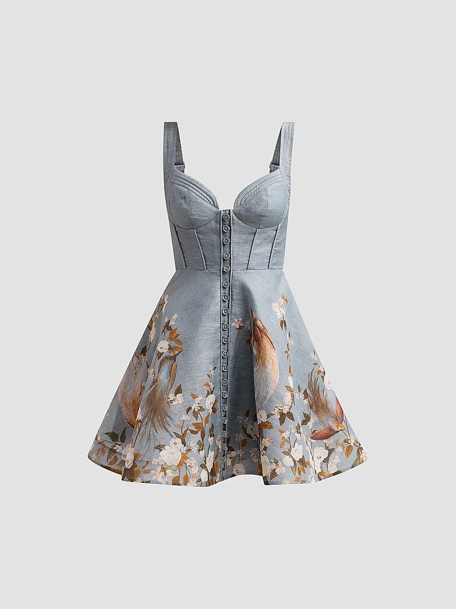 Zimmermann Women's Momentum Corded Mini Dress - Blue Bird Floral - Size 10
