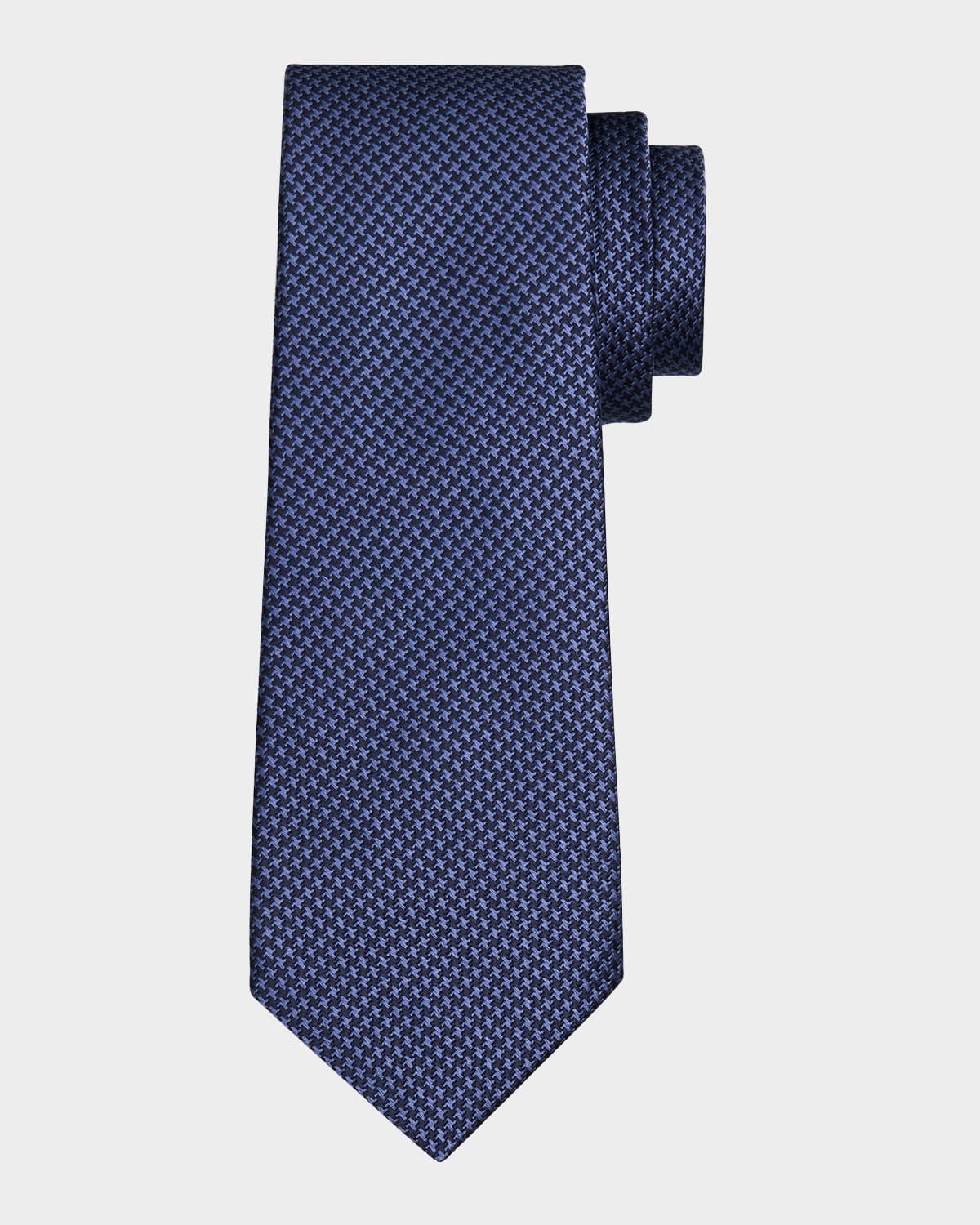 Men & apos;s Silk Micro-Houndstooth Seven-Fold Tie