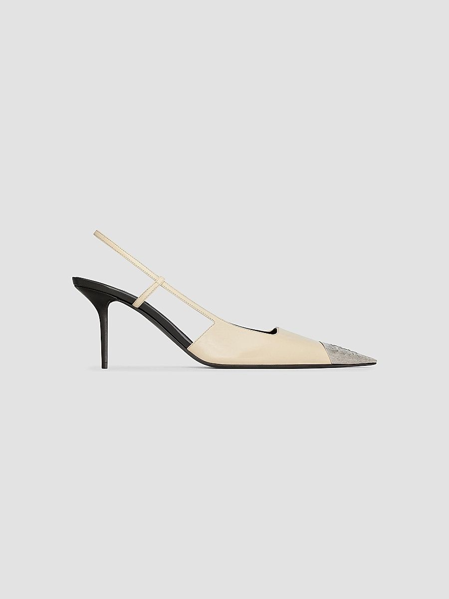 Saint Laurent Women's Jeanne Slingback Pumps in Smooth Leather - White - Size 12