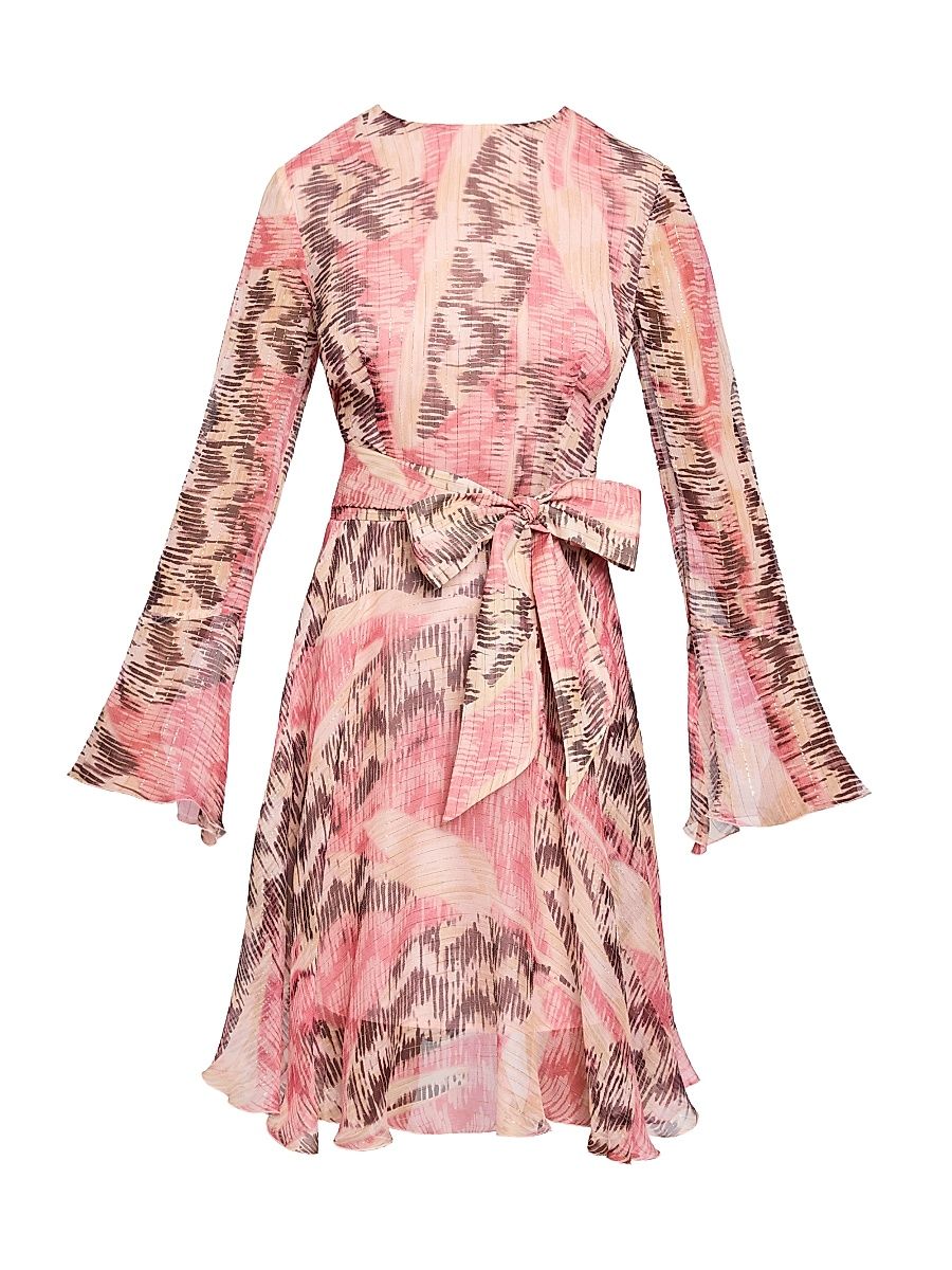 Women's Abstract Print Silk A-Line Dress - Sweet Pea Multi - Size 12