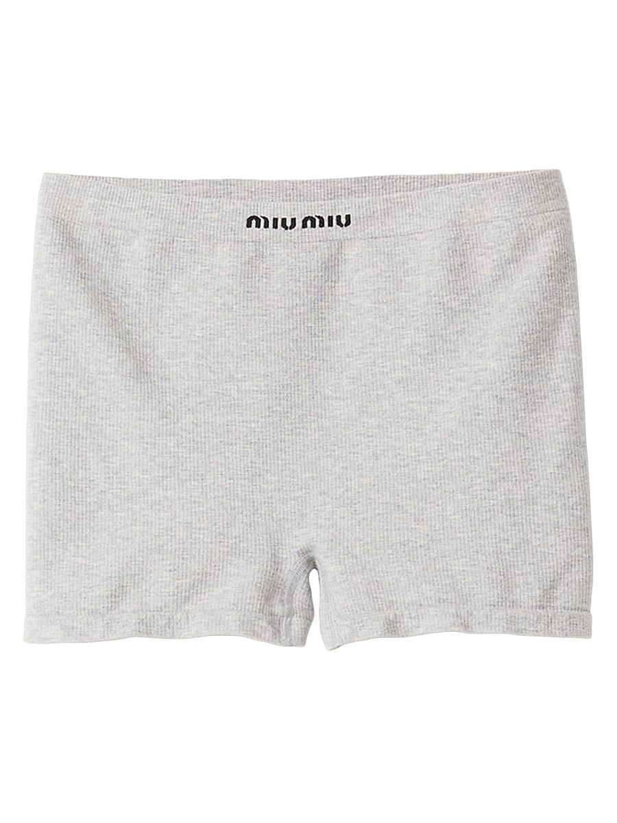 Women's Seamless Mélange Knit Boxer Shorts - Grey - Size XS