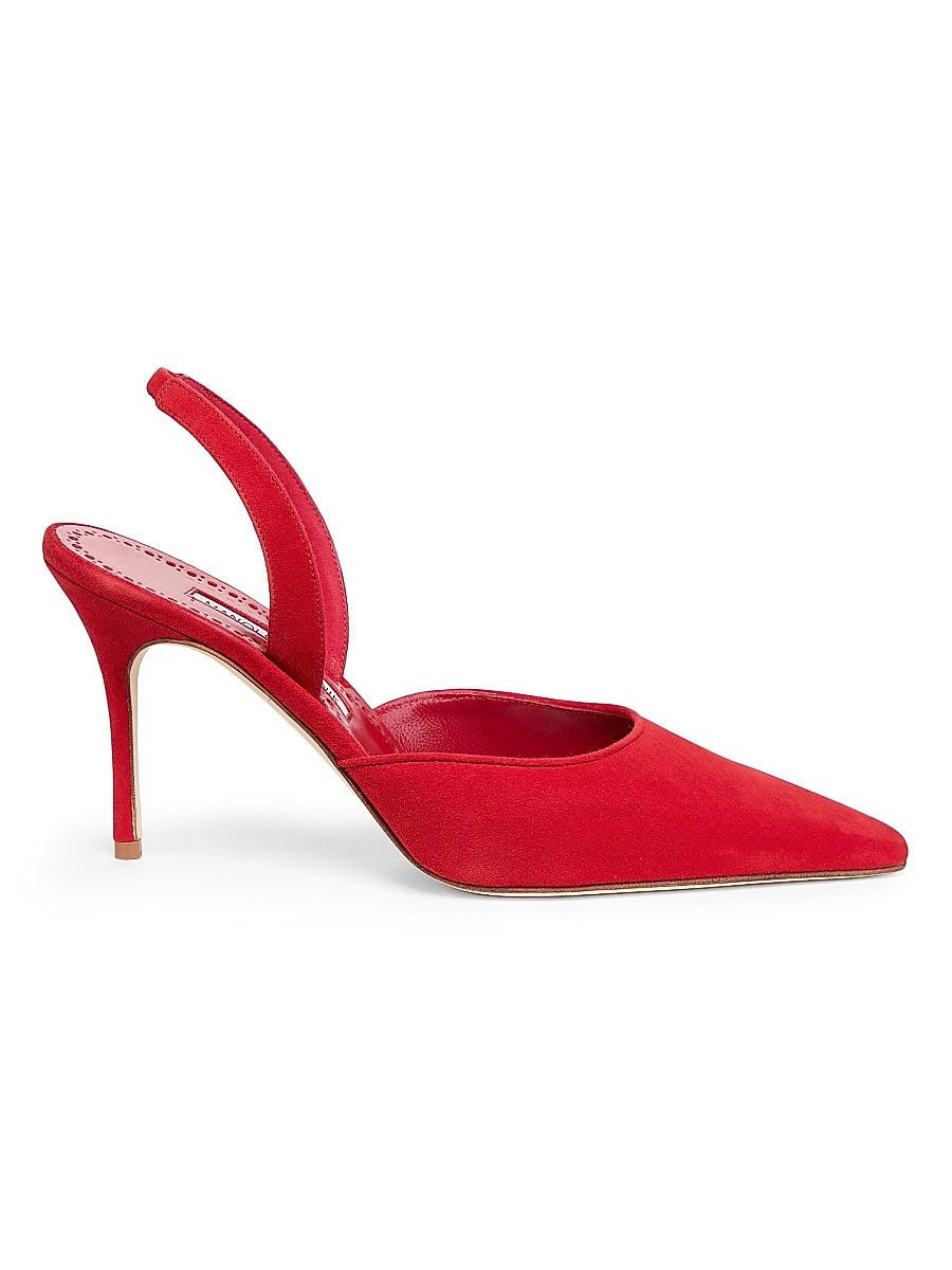Women's Borelapla 90MM Suede Slingback Pumps - Bright Red - Size 10.5