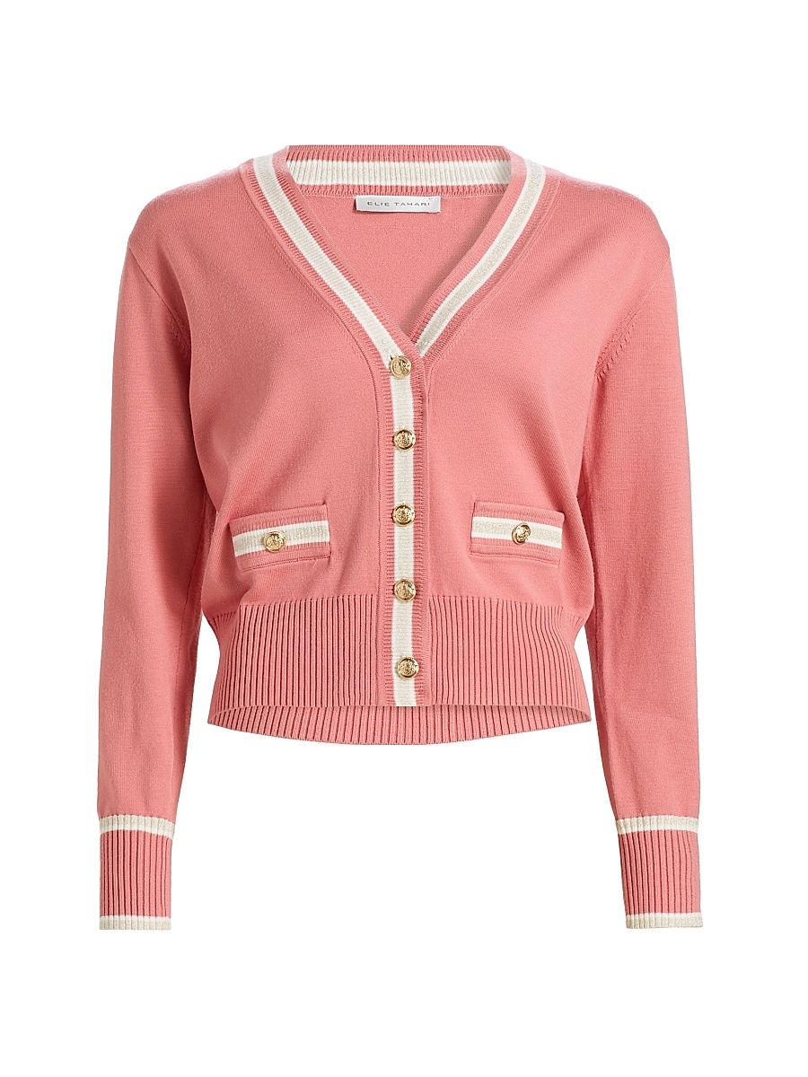 Women's The Kiva Contrast Stripe Cardigan - Dragonfruit - Size XL