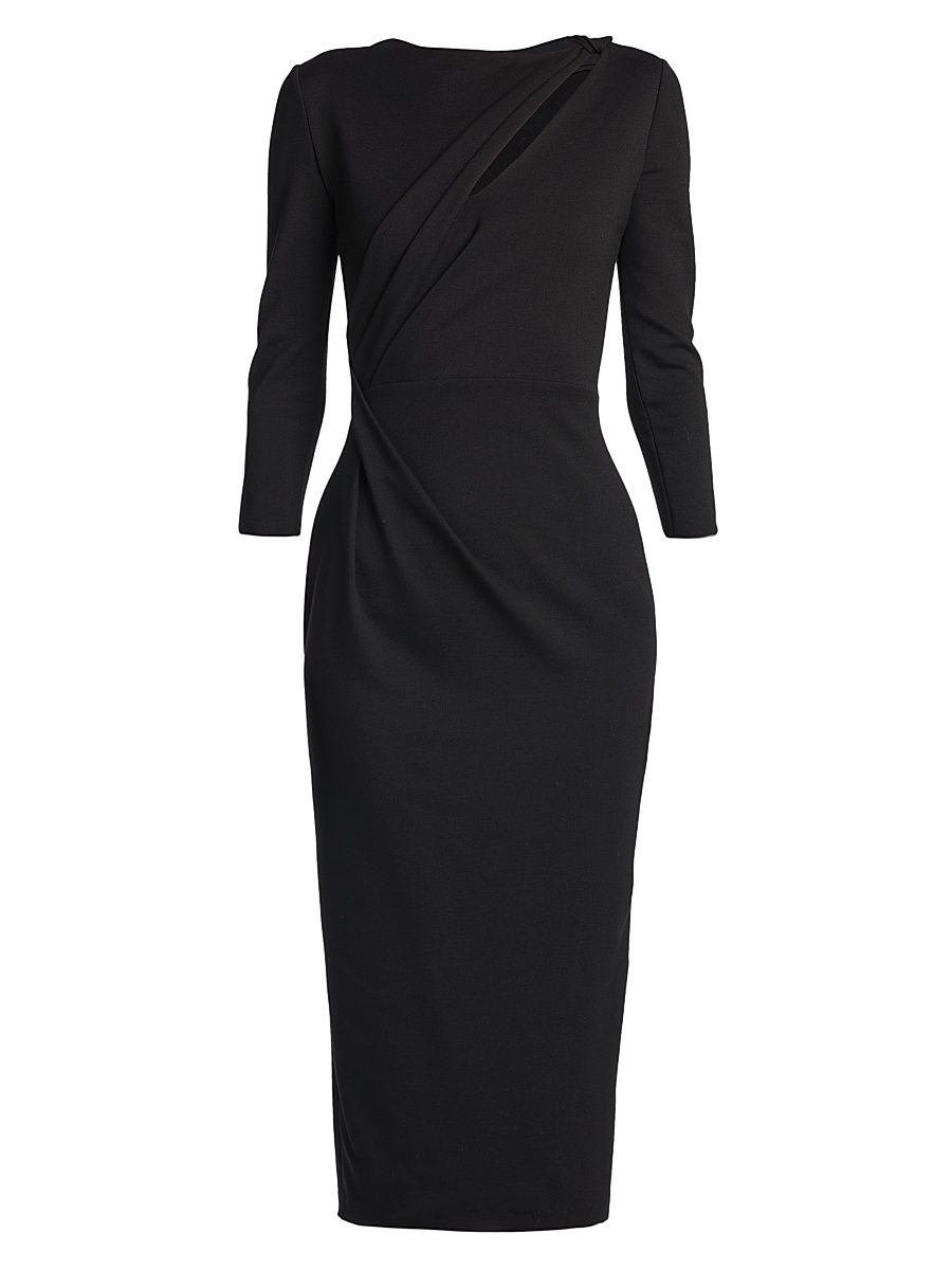 Women's Jersey Asymmetric Cut-Out Dress - Nero - Size 10