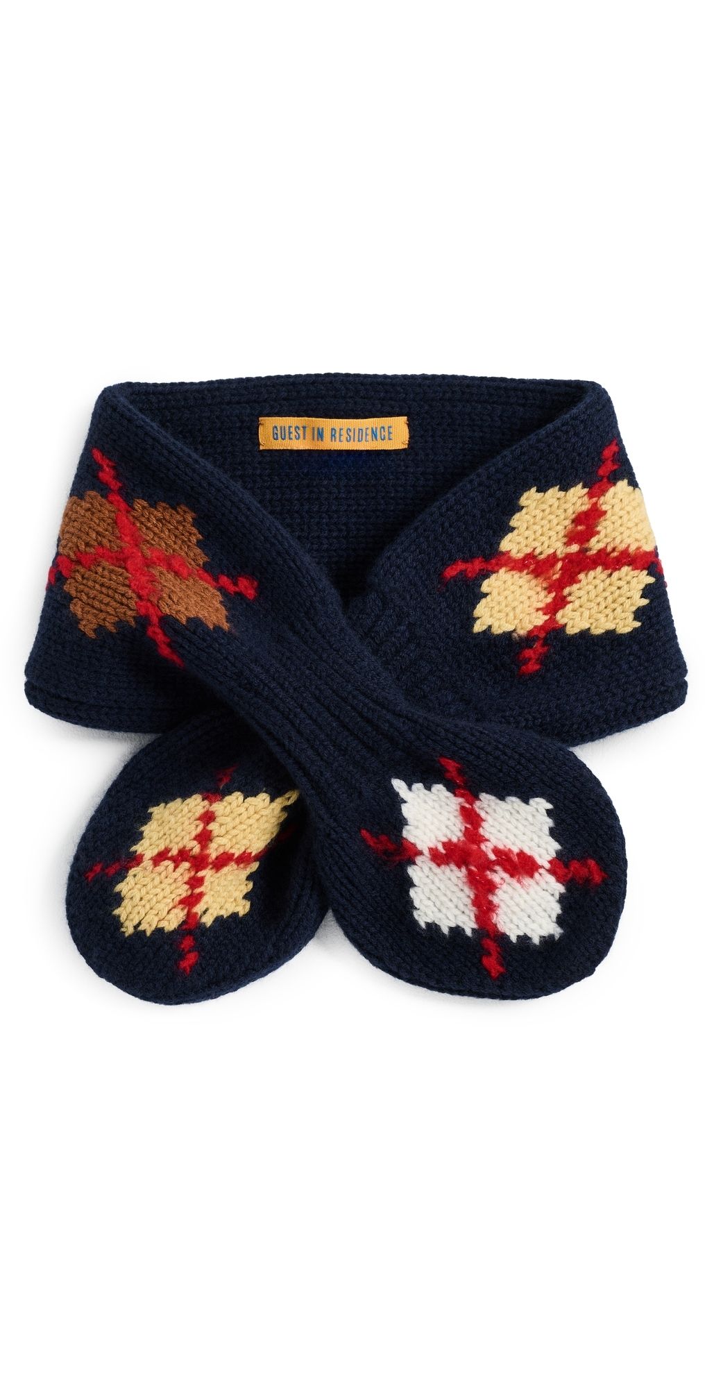 Guest in Residence Argyle Bowtie Scarf Cream Combo One Size