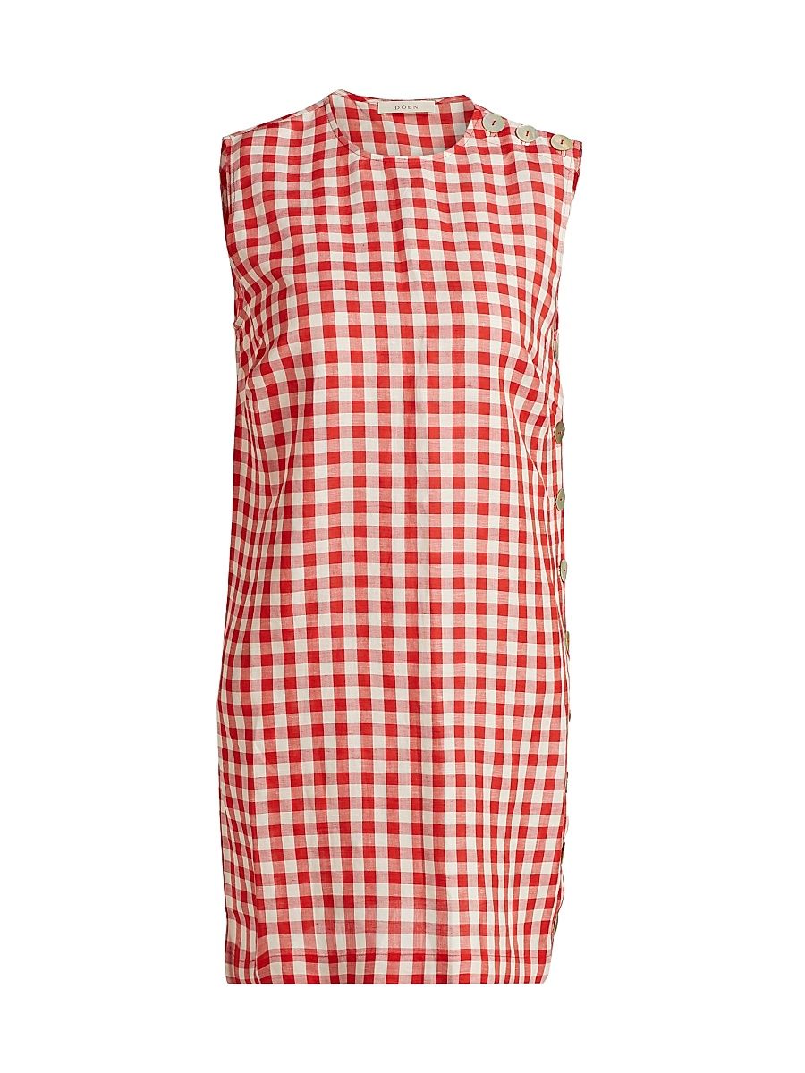 Women's Coralie Gingham Mini Shift Dress - Scarlet Marilyn Gingham - Size 0