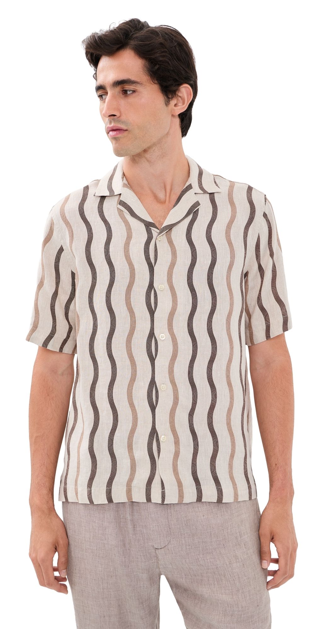 Frescobol Carioca Roberto Linen Cabana Shirt Cacao XL