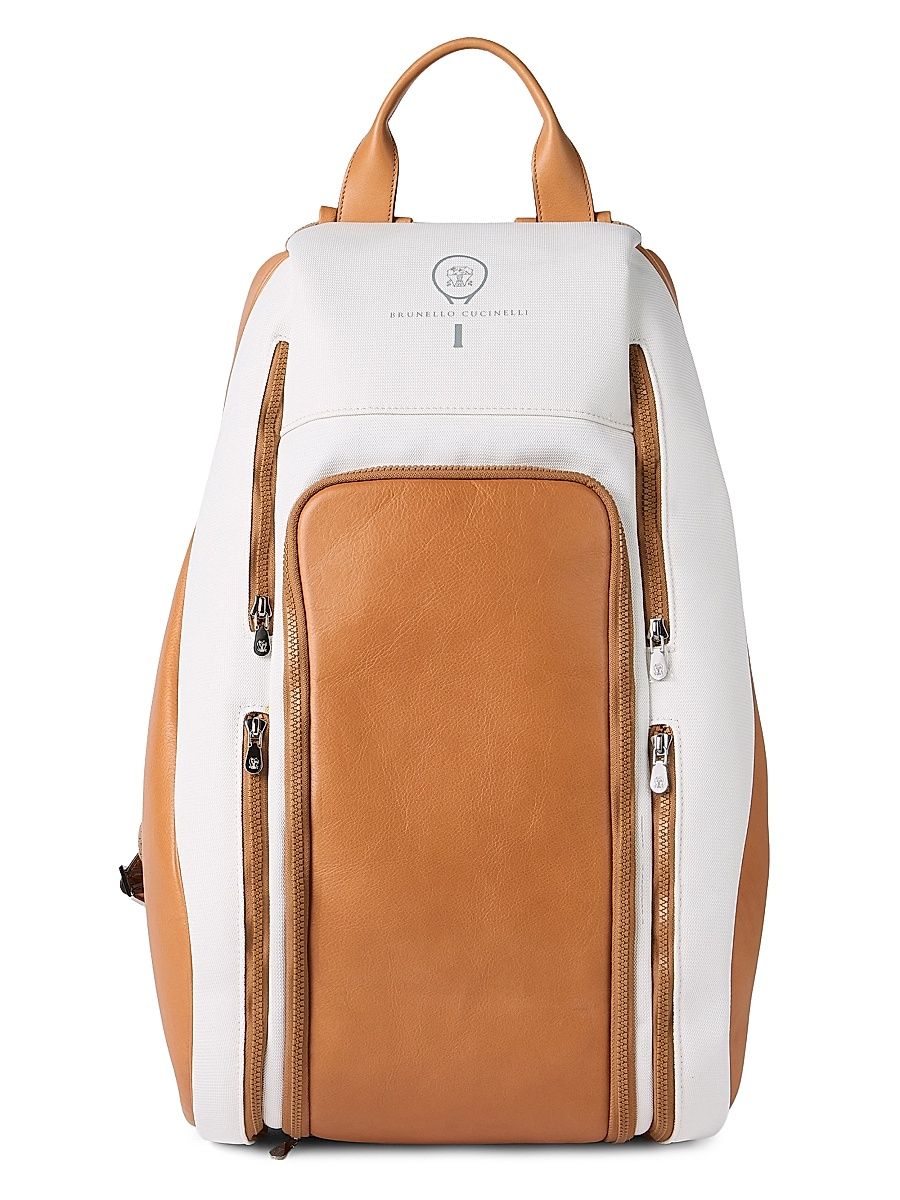 Leather and Techno Fabric Padel Backpack - Multicolored