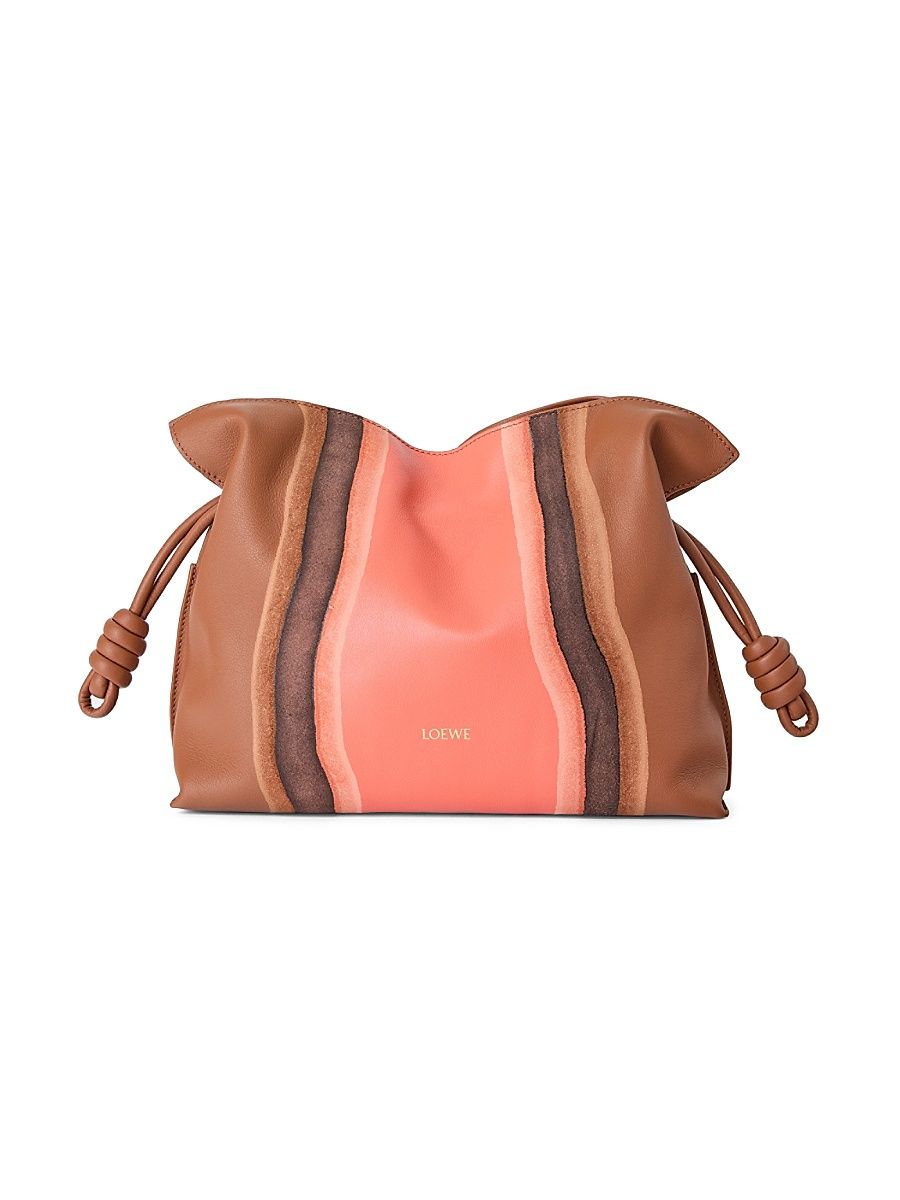 Women's Flamenco Landscape Leather Clutch - Chocolate Light Moss