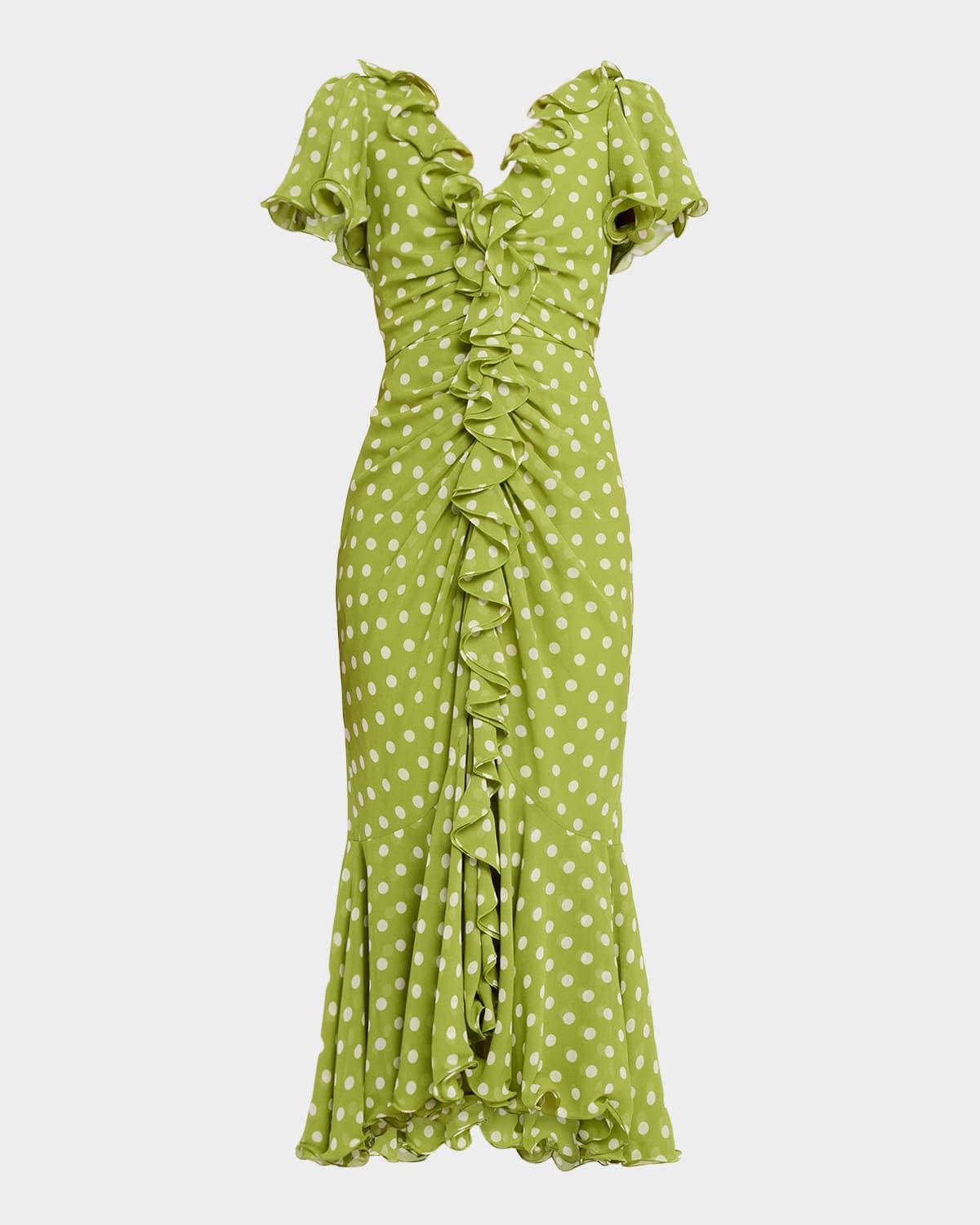 Camille Polka Dot Ruffled Midi Dress