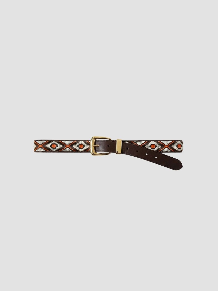 Veronica Beard Women's Arch Beaded Belt - Orange Multi - Size XS