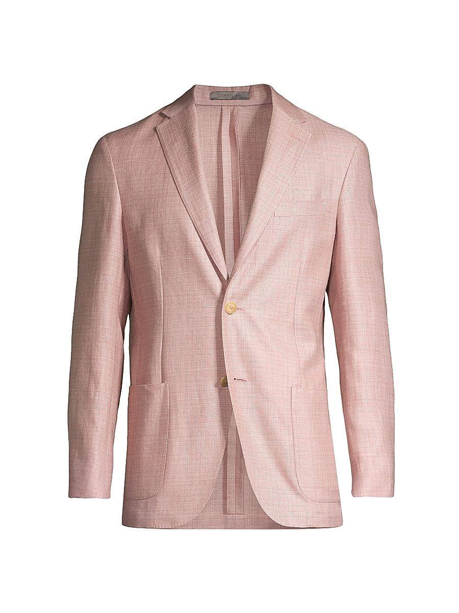 Men's Linen & Wool-Blend Two-Button Sport Coat - Light Pink - Size 42