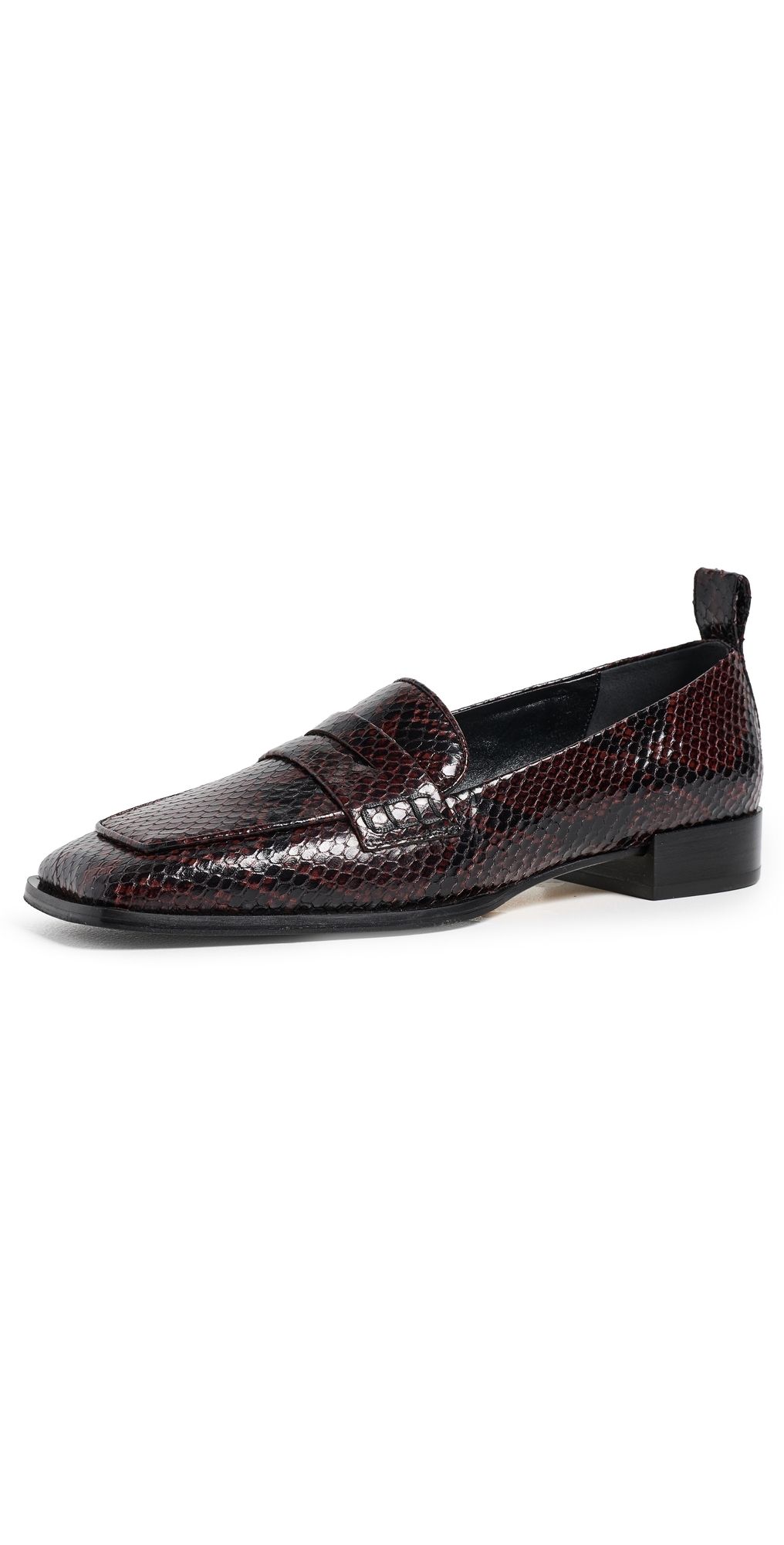 AEYDE Blake Snake Print Leather Loafers Port 37.5