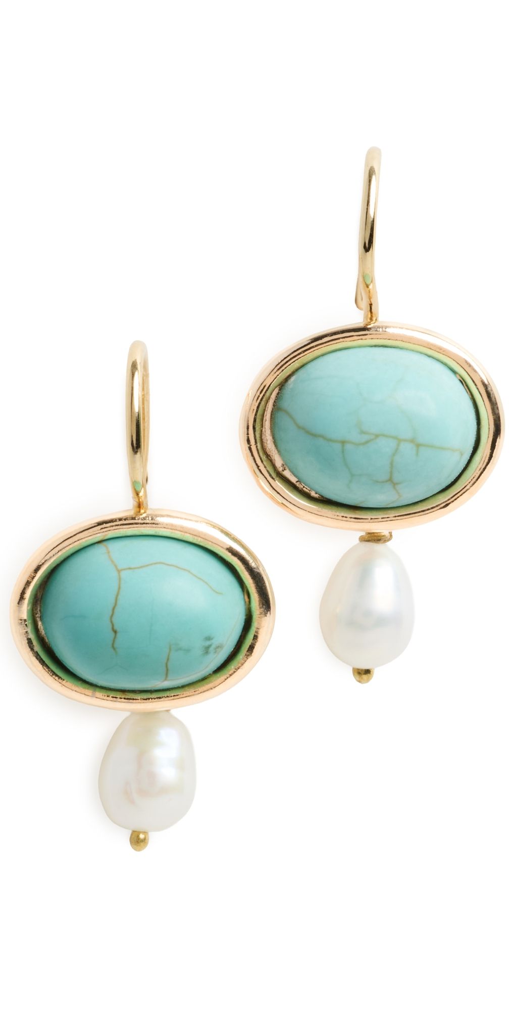 SHASHI Turquoise Gemstone Drop Earrings Gold/Turquoise One Size