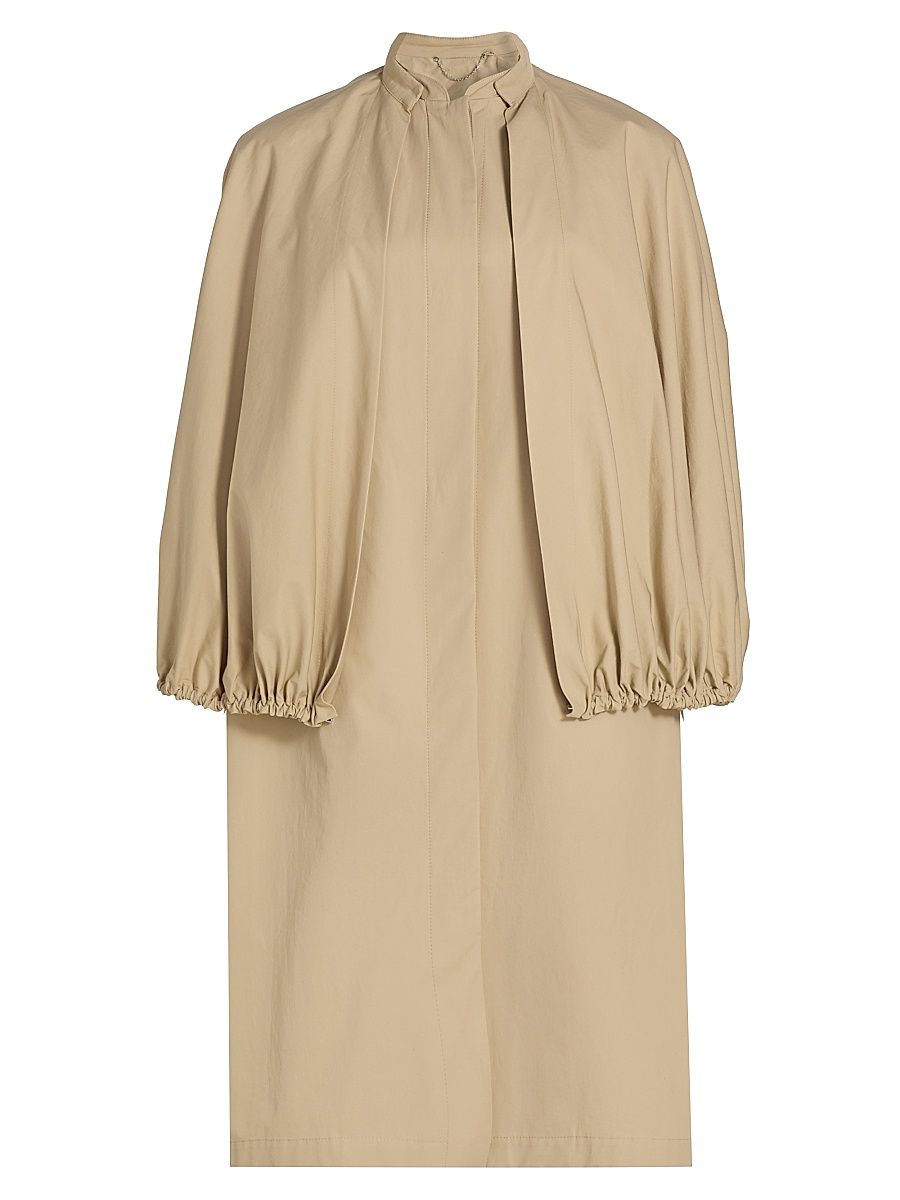 Women's Detachable Cape Cotton Coat - Beige - Size 12