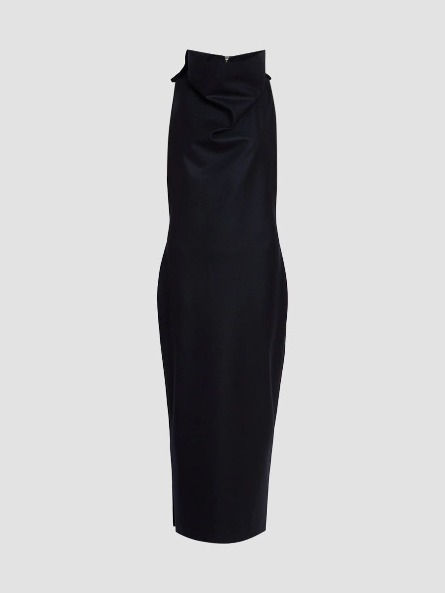 Issey Miyake Women's Shell Highneck Wool-Blend Maxi Dress - Black - Size XS