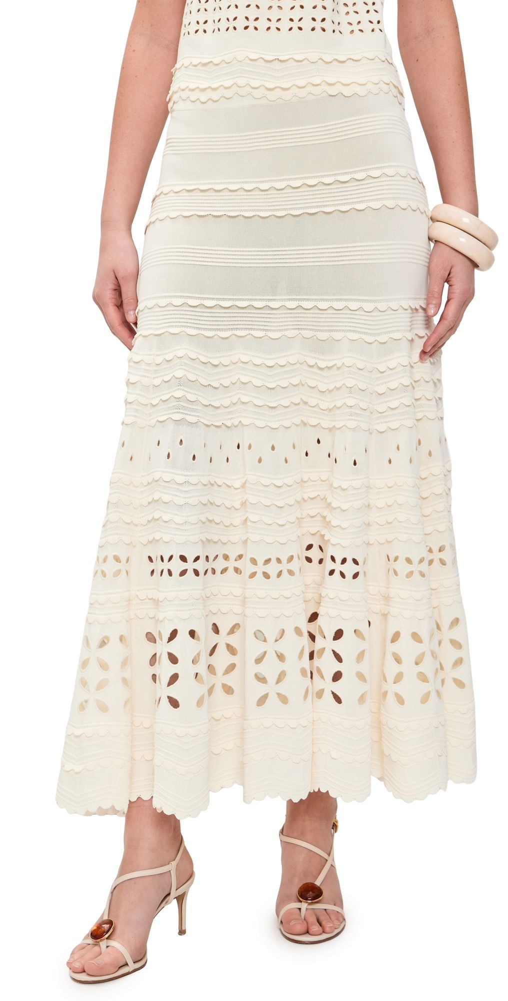 Ulla Johnson Annisa Eyelet Knit Skirt Cowrie M