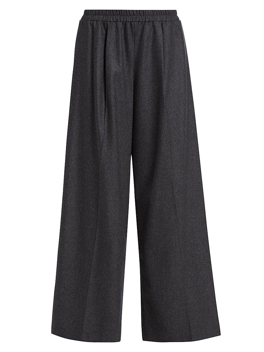 Women's Eva Wool-Blend Wide-Leg Pants - Charcoal - Size Large