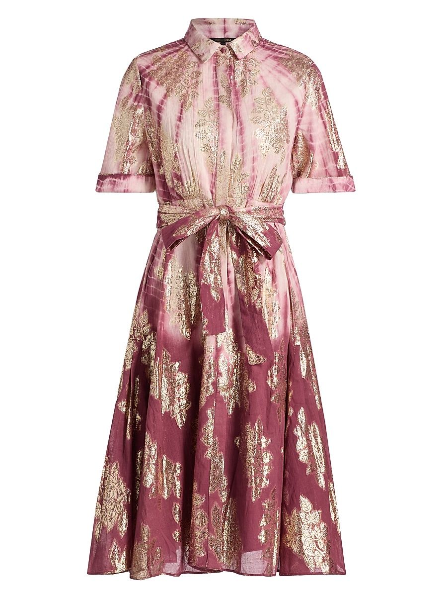 Women's Tara Metallic Cotton Shirtdress - Rose Multi - Size XXL