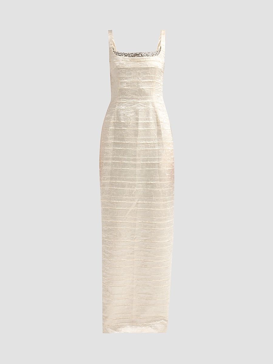 Women's Martina Embellished Column Gown - Porcelain - Size 14