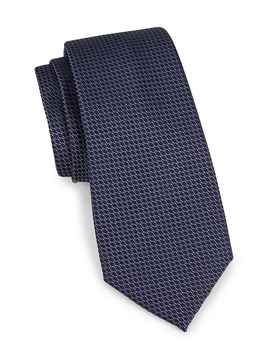 Men's Neat Silk Tie - Dark Blue