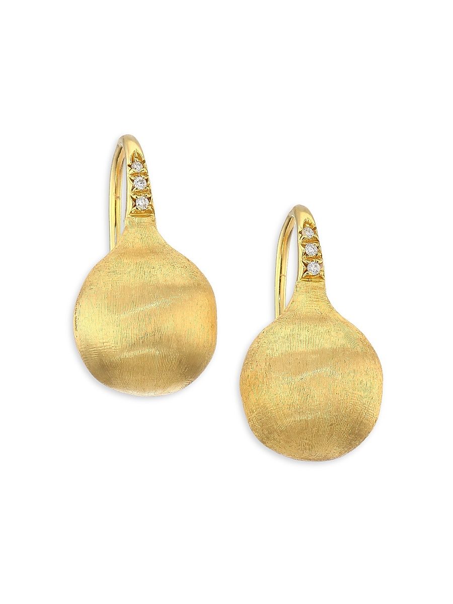 Women's Africa 18K Yellow Gold & Diamond Engraved Earrings - Gold