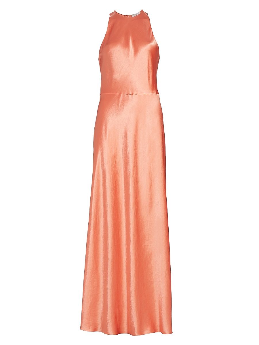 Women's Lean Satin Maxi Dress - Coral - Size XL