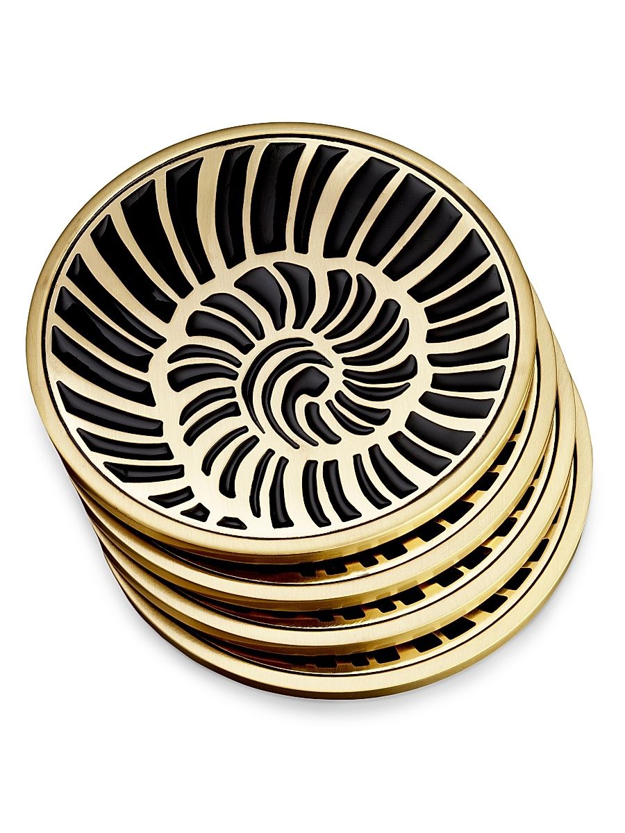 4-Piece Shell Coasters - Black Gold