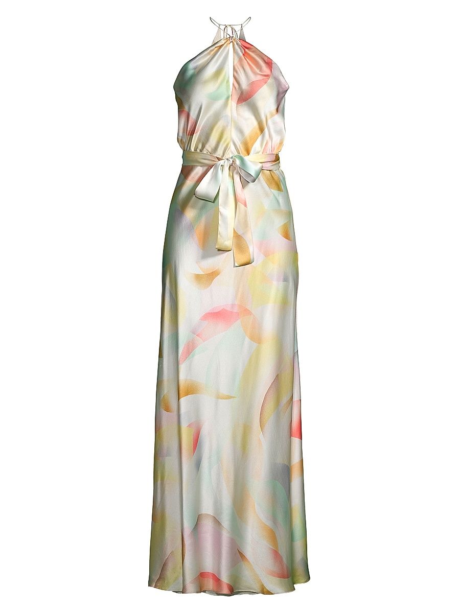 Women's Sweet Whispers Silk Halterneck Maxi Dress - Size 2
