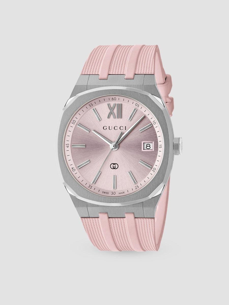 Gucci Women's Gucci 25H Stainless Steel & Rubber Strap Watch/36MM - Pink Steel