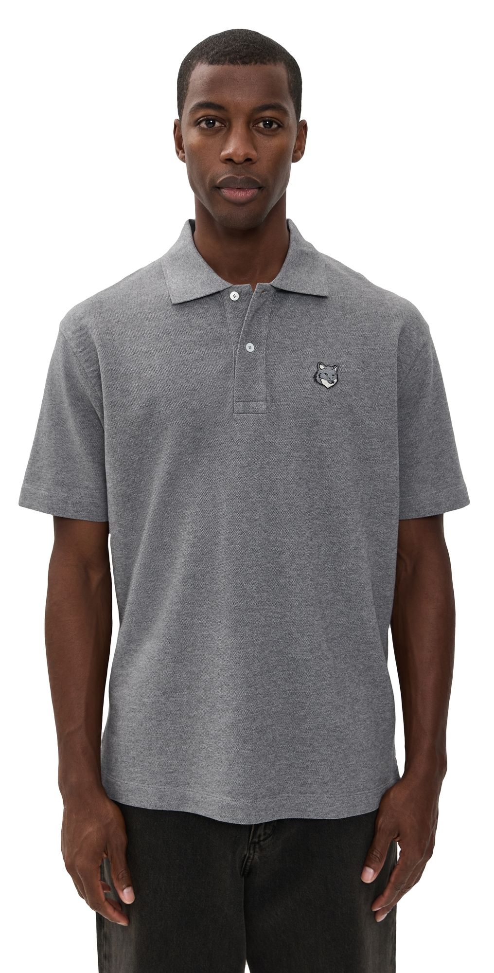 Maison Kitsuné Grey Fox Head Patch Comfort Polo Medium Grey Melange L