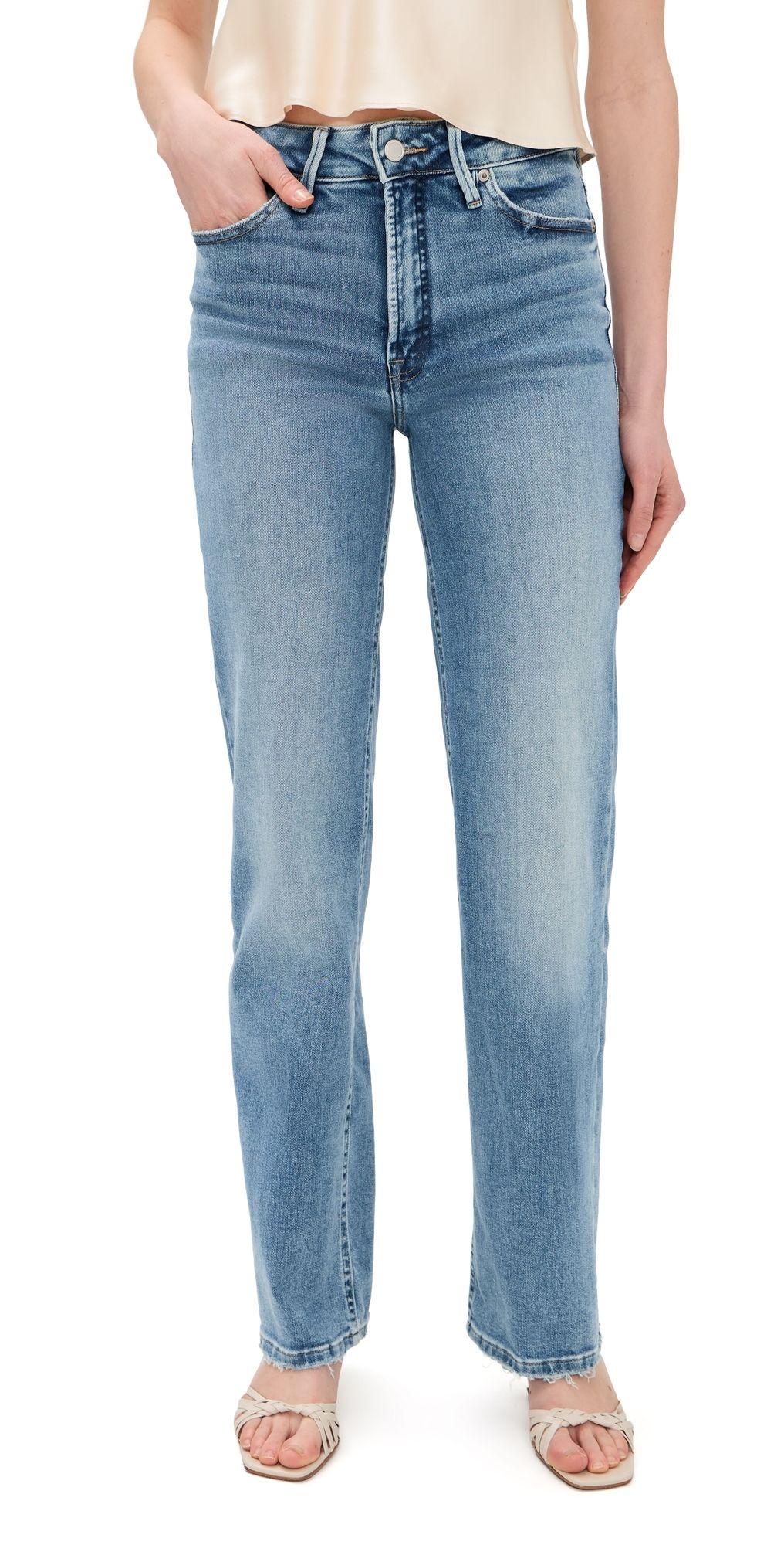 Good American Soft Tech Good True Straight Jeans Indigo1214 12