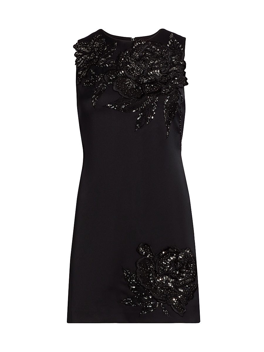 Women's Clyde Embellished A-Line Dress - Le Parisien Black Gunmetal - Size 12