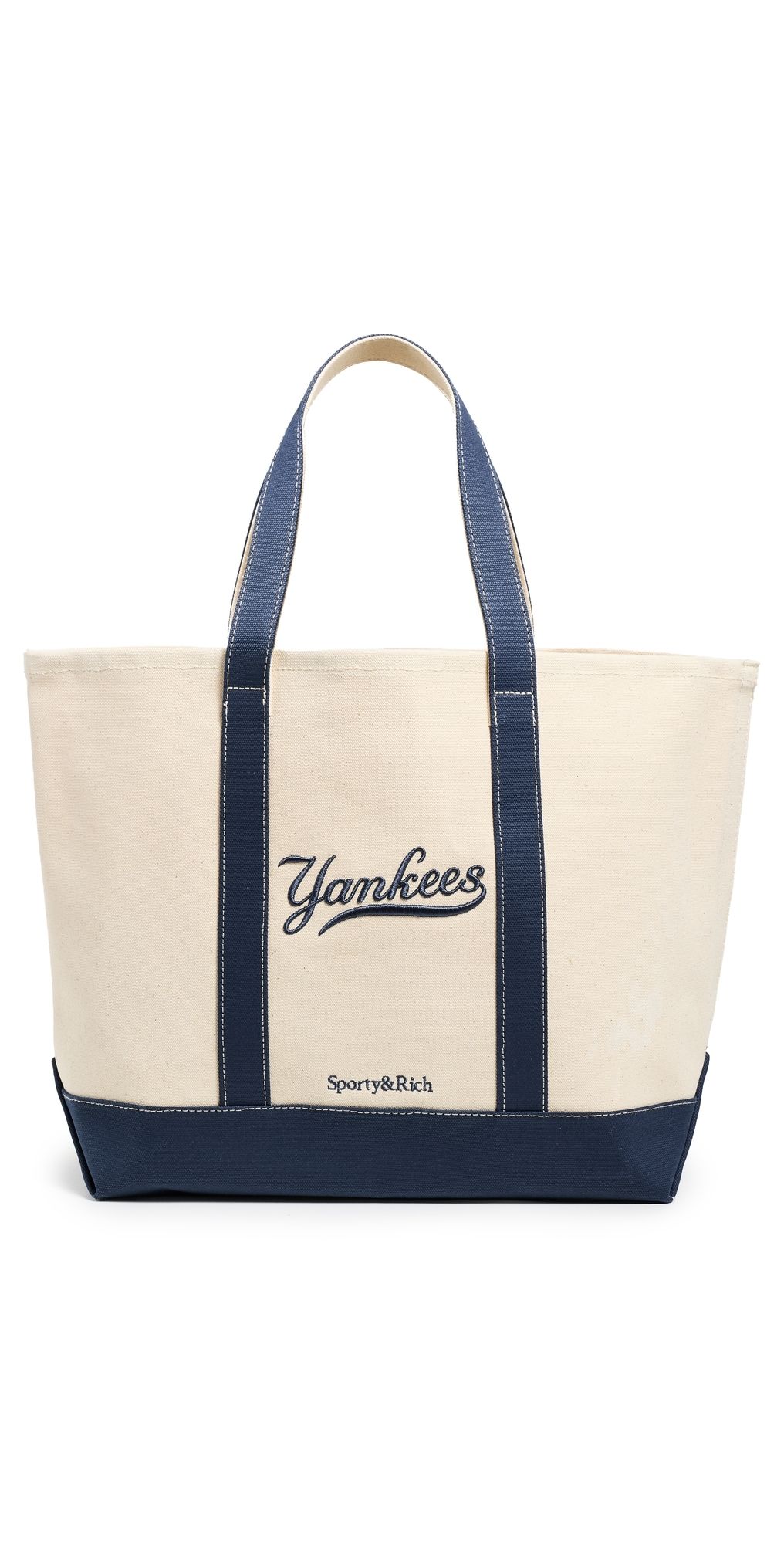 Sporty & Rich Yankees Curve Tote Bag Natural/Dark Navy One Size