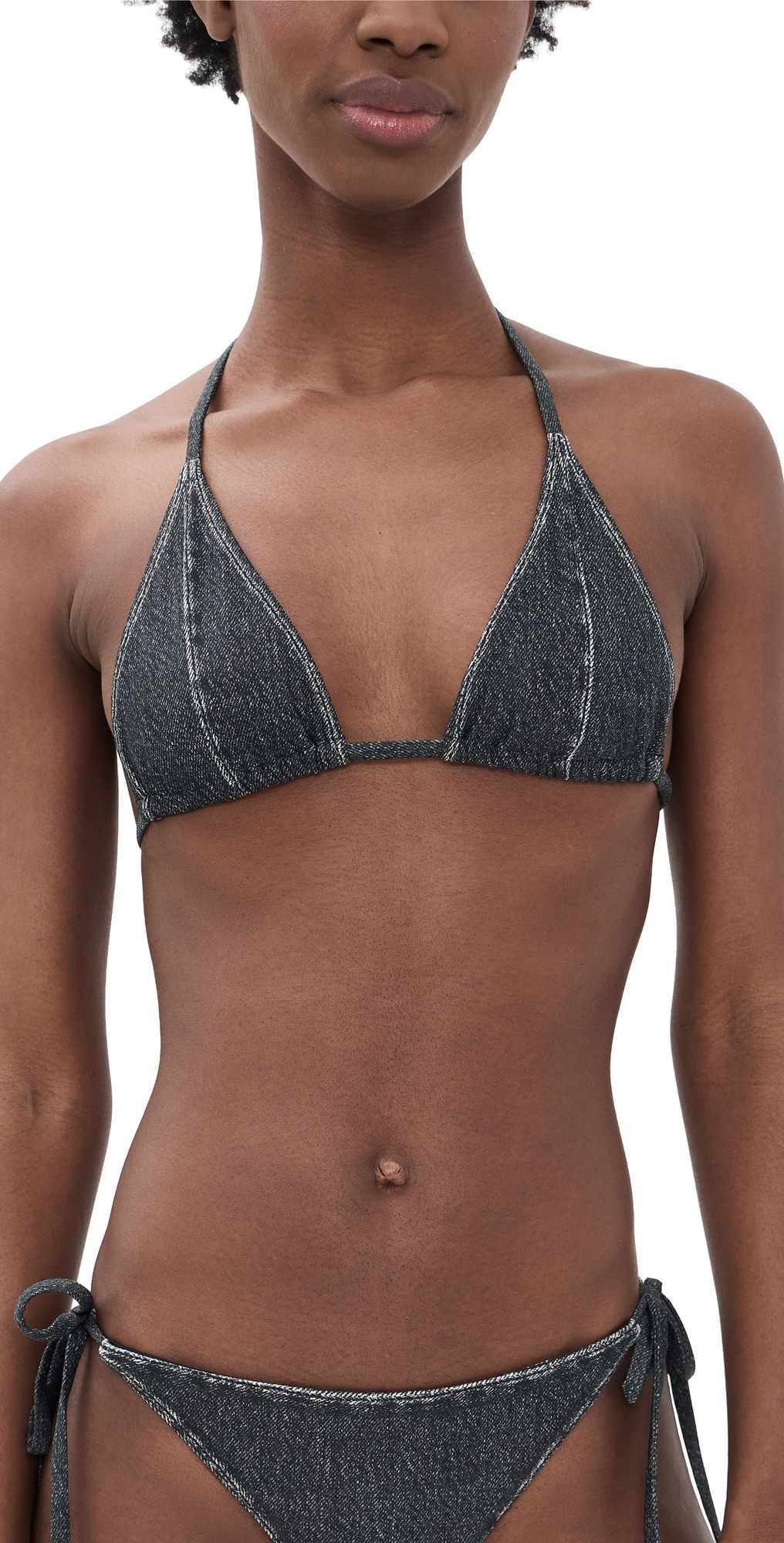 rag & bone Miramar Triangle String Bikini Top Washed Black XL
