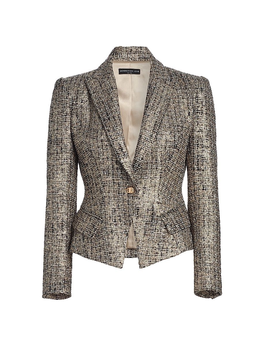 Women's Mara Tweed Regular-Fit Blazer - Gold Multi - Size Large