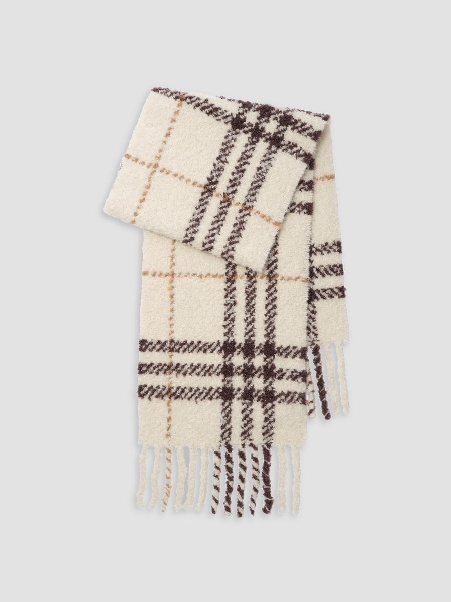 Burberry Women's Check Bouclé Alpaca-Wool Blend Scarf - White