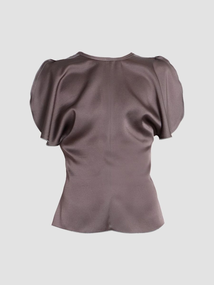 Victoria Beckham Women's Satin Draped Top - Ore - Size 10