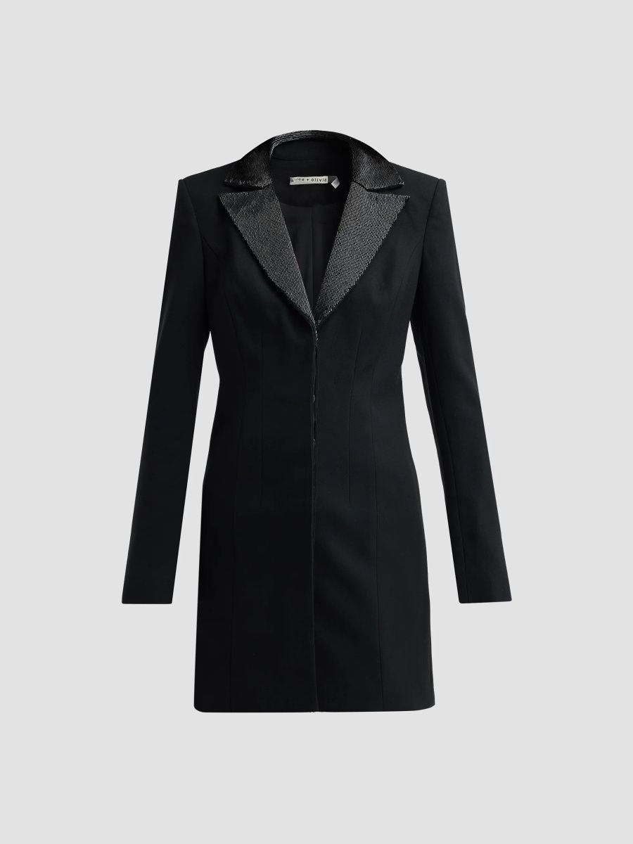 ALICE + OLIVIA Women's Amanza Embellished Tuxedo Mini Dress - Black - Size 14