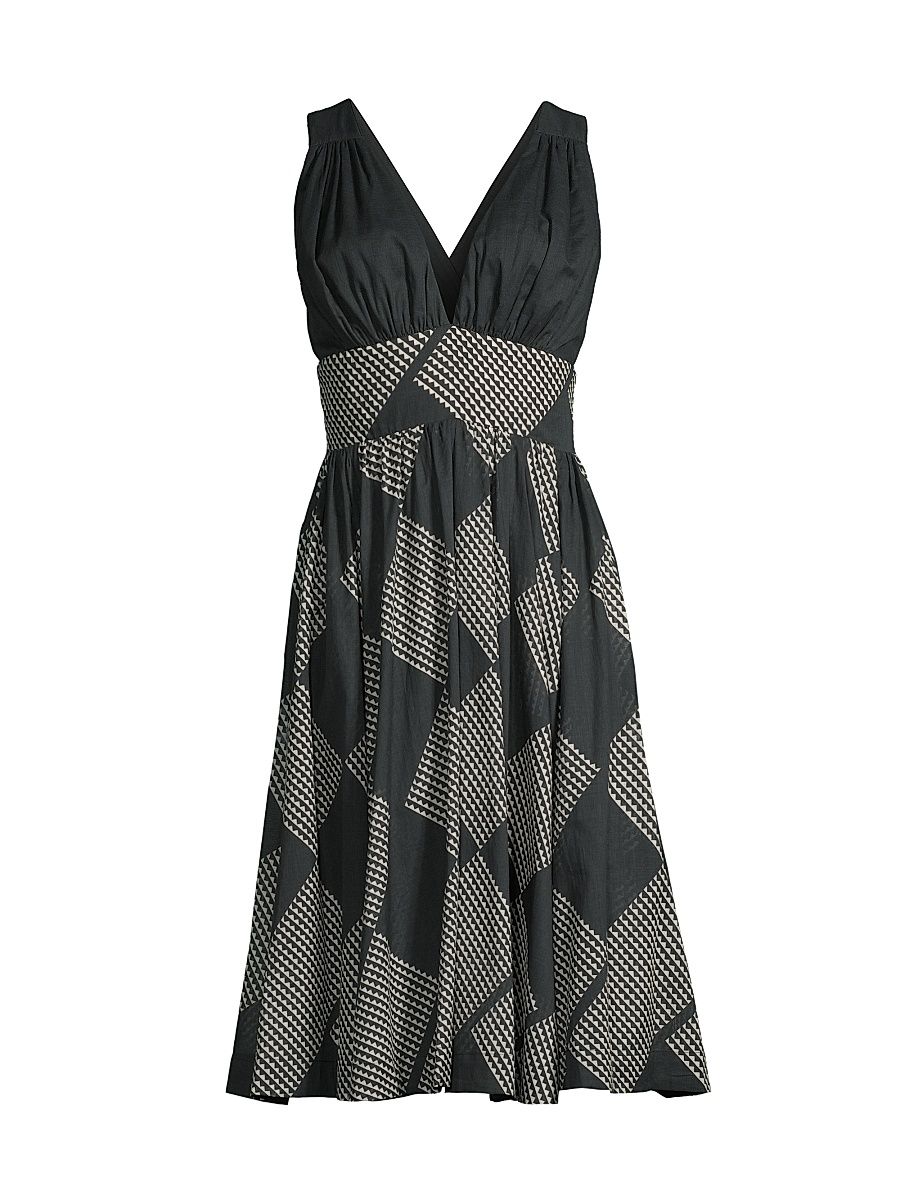 Women's Diamond-Print Halter Dress - Size Large