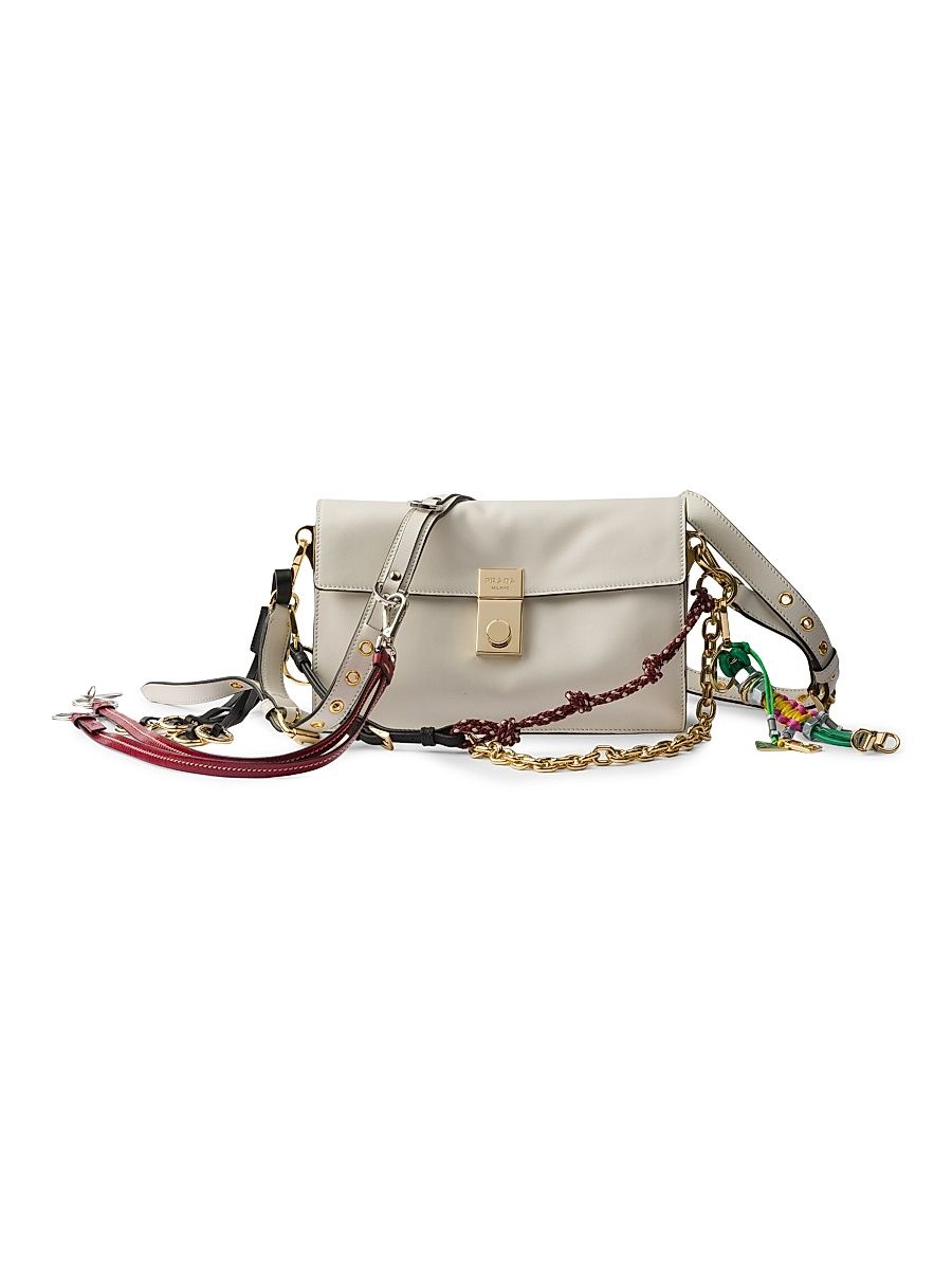 Women's Prada Soft Sound Small Leather Shoulder Bag - White