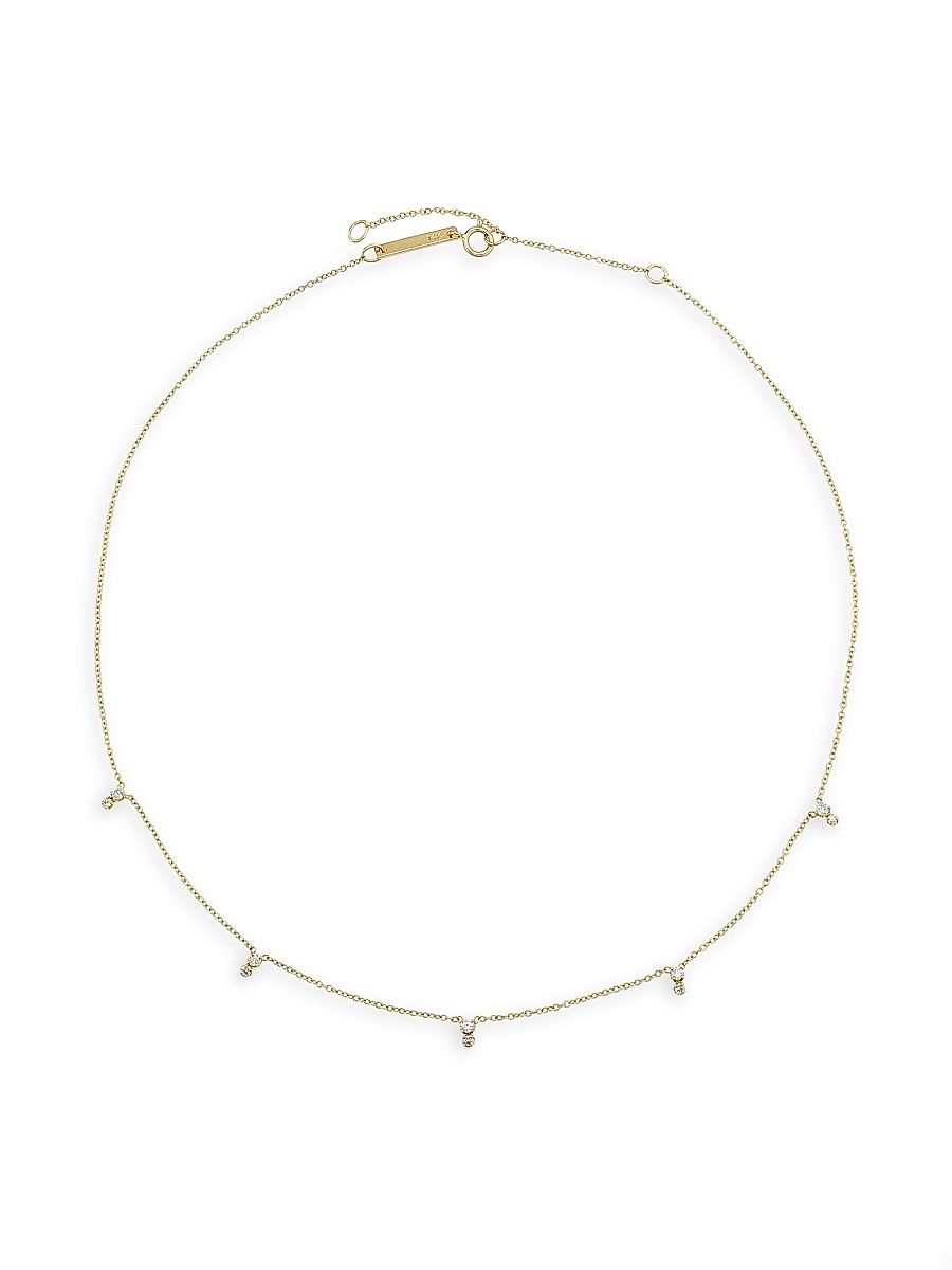 Women's Prong Diamonds 14K Yellow Gold & 0.2 TCW Diamond Station Necklace - Gold