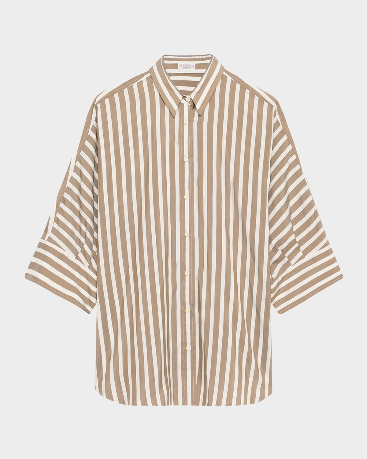 Striped Silk Button-Down Blouse